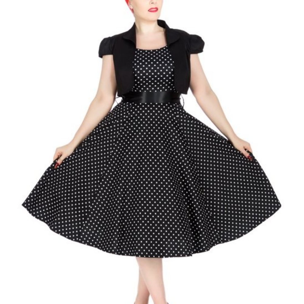 🌟Hearts & Roses || Black & White Polka Dot Swing Dress
